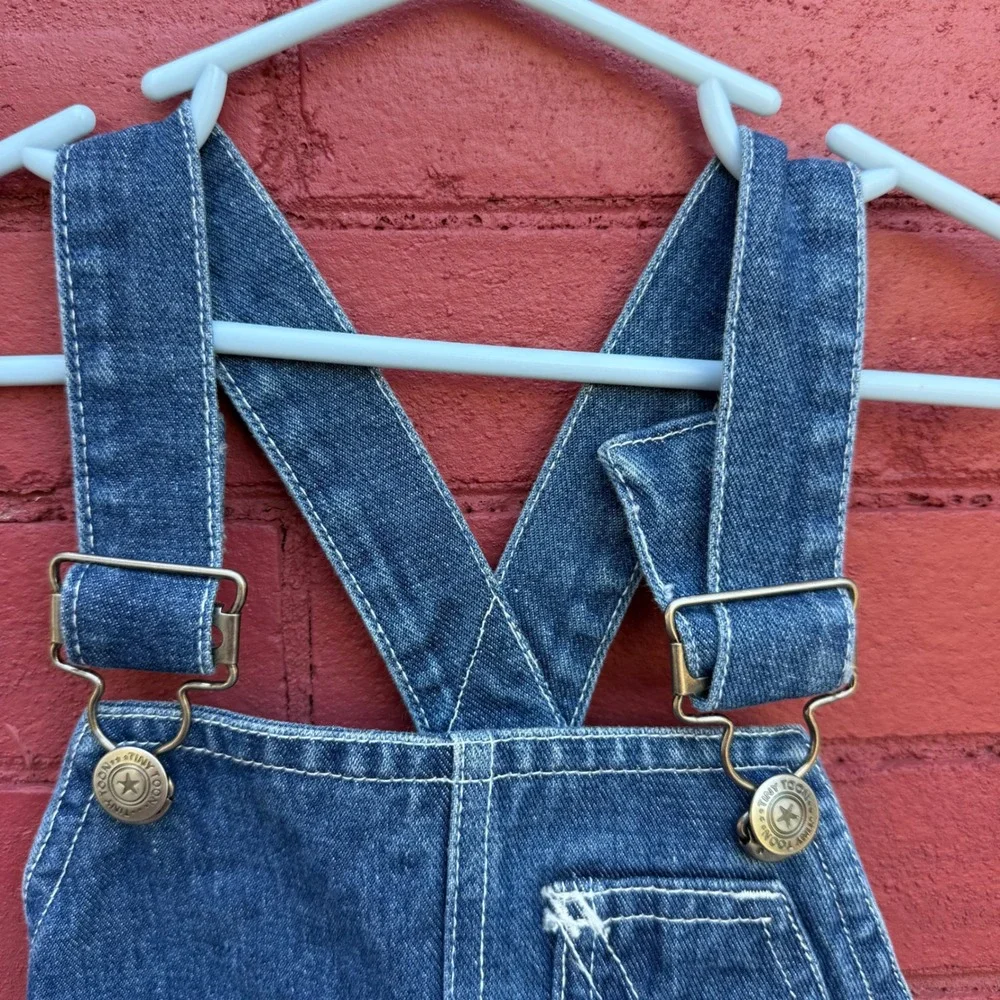 Vintage 90s Tiny Toon Adventures Buster Bunny Denim Overalls Kids Size 4 NWT